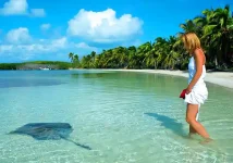 Mantarraya en la playa de Isla Contoy